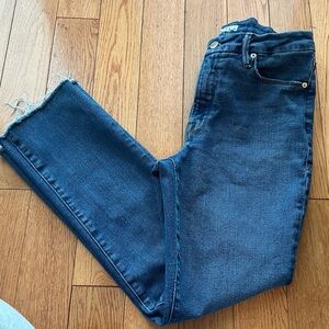 Good American Jeans with Distressed Bottoms